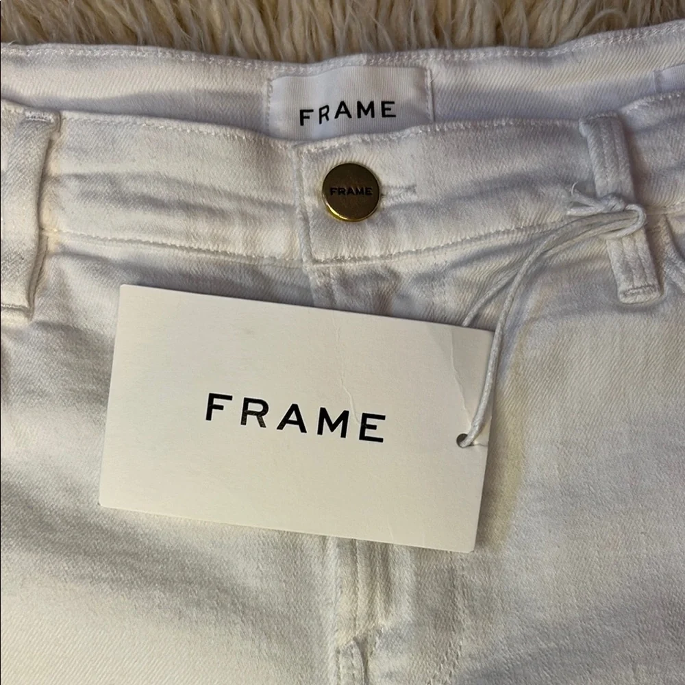 Frame Denim White Jean Shorts with Cuffed Hem - Picture 2 of 7